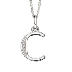 C Art Deco Initial Pendant With Chain
