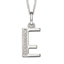 E Art Deco Initial Pendant With Chain