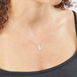 E Art Deco Initial Pendant With Chain