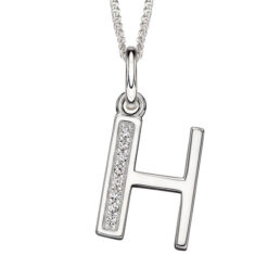 H Art Deco Initial Pendant With Chain