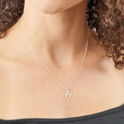 H Art Deco Initial Pendant With Chain