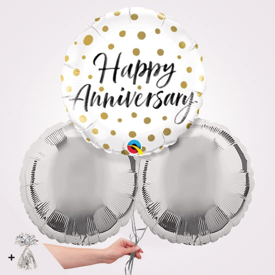 Happy Anniversary Gold Dots Foil Balloon Bouquet