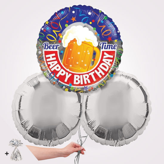 Happy Birthday Beer Time Foil Balloon Bouquet