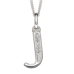 J Art Deco Initial Pendant With Chain