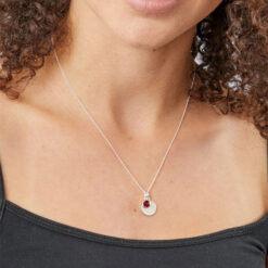 July Birthstone And Engravable Disc Necklace