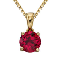 July Birthstone - Red Ruby set into 9ct yellow gold with chain
