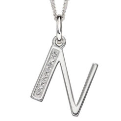 N Art Deco Initial Pendant With Chain