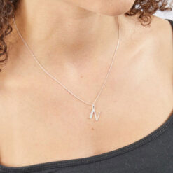 N Art Deco Initial Pendant With Chain
