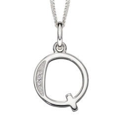 Q Art Deco Initial Pendant With Chain