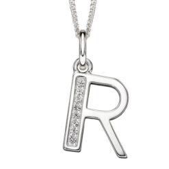 R Art Deco Initial Pendant With Chain