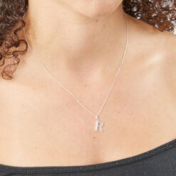 R Art Deco Initial Pendant With Chain