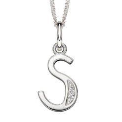 S Art Deco Initial Pendant With Chain