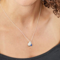 September Birthstone and engravable disc necklace