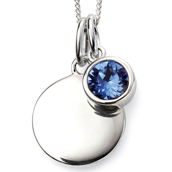 September Birthstone and engravable disc necklace