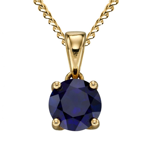 September Birthstone - Sapphire stone set into 9ct yellow gold with chain