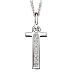 T Art Deco Initial Pendant With Chain