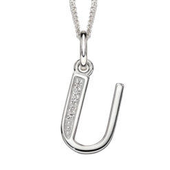 U Art Deco Initial Pendant With Chain