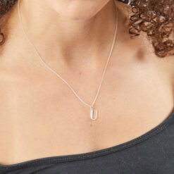 U Art Deco Initial Pendant With Chain
