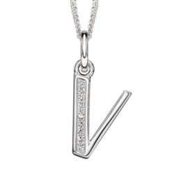 V Art Deco Initial Pendant With Chain