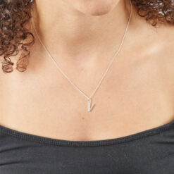 V Art Deco Initial Pendant With Chain