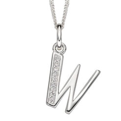 W Art Deco Initial Pendant With Chain