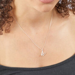 W Art Deco Initial Pendant With Chain
