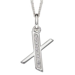 X Art Deco Initial Pendant With Chain