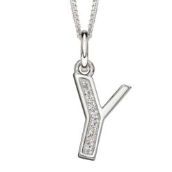 Y Art Deco Initial Pendant With Chain