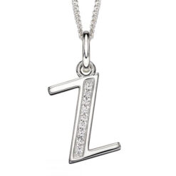 Z Art Deco Initial Pendant With Chain