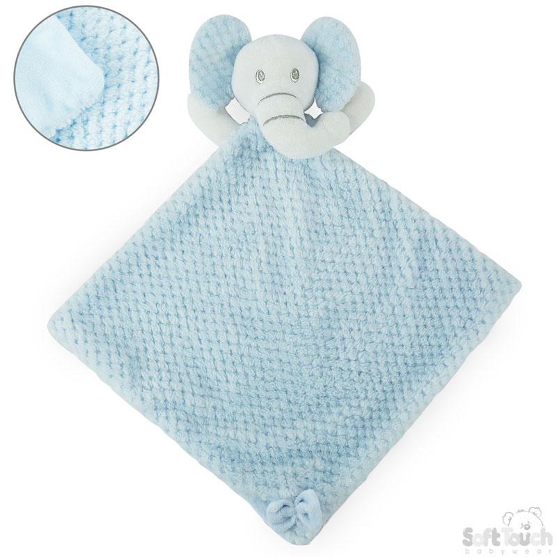 Blue Waffle & Mink Elephant Comforter with Crinkly Ears