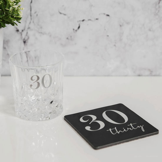 "30" Milestones Whiskey Tumbler & Coaster Set