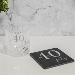 "40" Milestones Whiskey Tumbler & Coaster Set