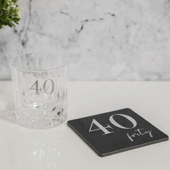 "40" Milestones Whiskey Tumbler & Coaster Set
