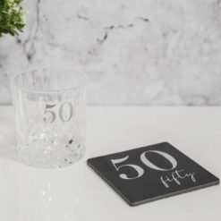"50" Milestones Whiskey Tumbler & Coaster Set