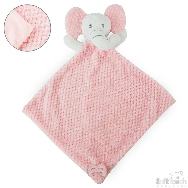 Pink Waffle & Mink Elephant Comforter with Crinkly Ears