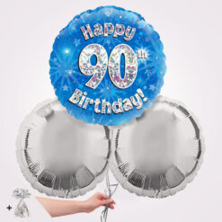 90th Happy Birthday Blue Foil Balloon Bouquet