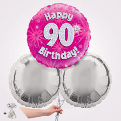 90th Happy Birthday Pink Foil Balloon Bouquet