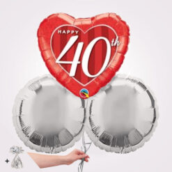 Happy 40th Anniversary Foil Heart Balloon Bouquet