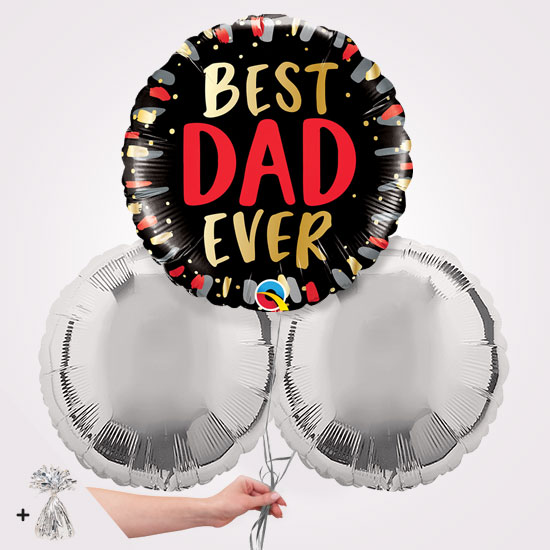 Round Best Dad Ever Foil Balloon Bouquet