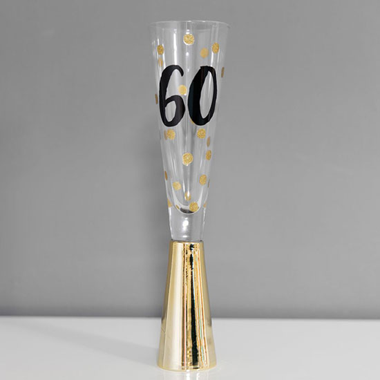 60th Prosecco Glass With Metallic Gold