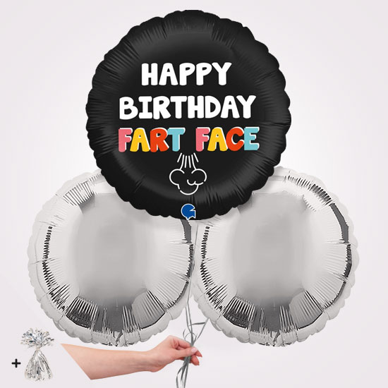 Happy Birthday Fart Face Foil Balloon Bouquet