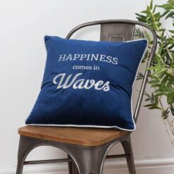 Happiness Comes in Waves Velvet Cushion