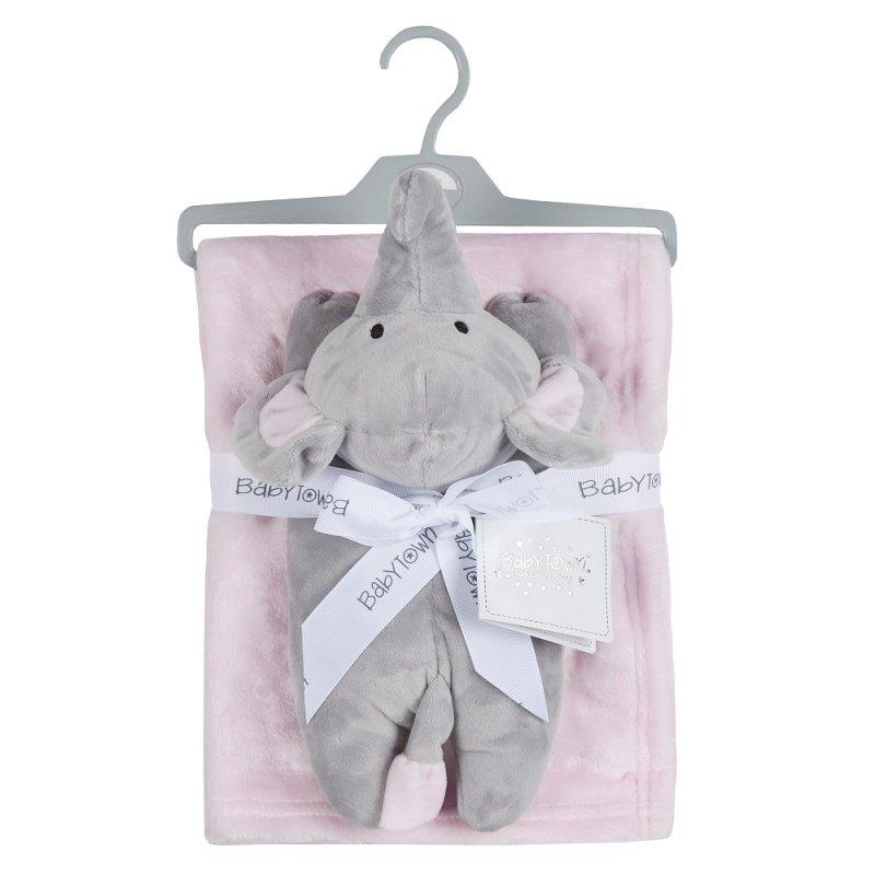 Luxury Baby Girl Plush Blanket with Elephant Teddy