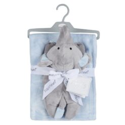 Luxury Baby Boy Plush Blanket with Elephant Teddy