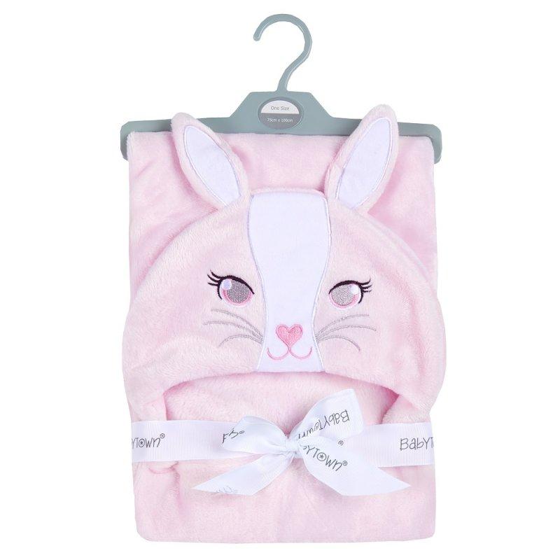 Pink Plush Bunny Hooded Blanket