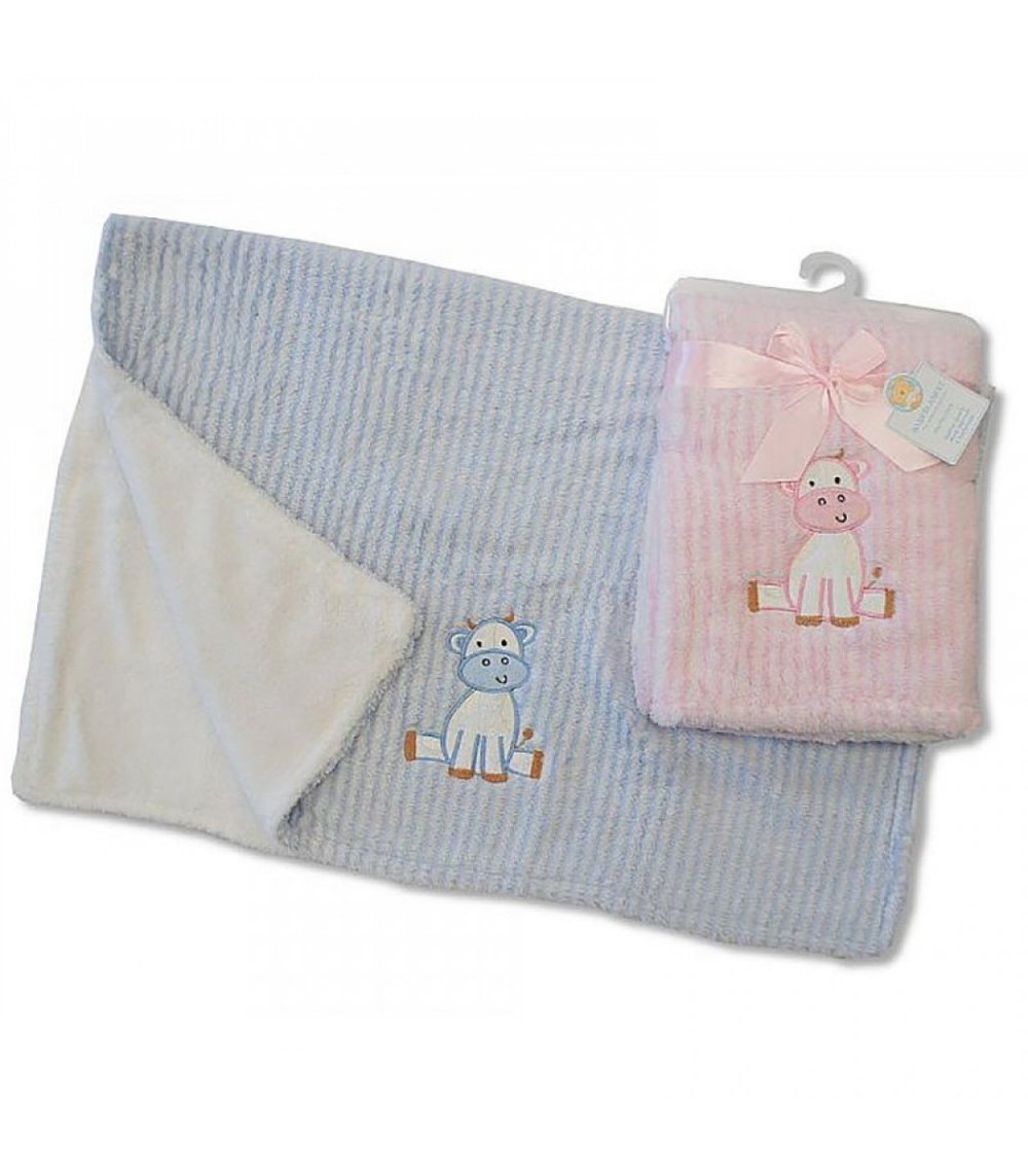 Super Soft Blue or Pink Baby Pram Cow Blanket
