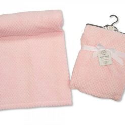 Super Soft Pink Waffle Blanket with Ribbon