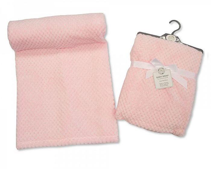 Super Soft Pink Waffle Blanket with Ribbon