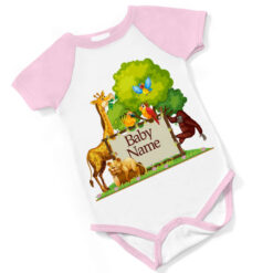 Animal Themed Personalised Short Sleeved Body Suit - Pink