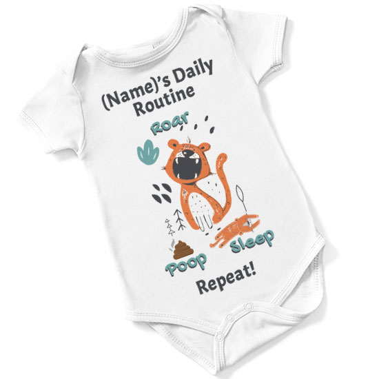 Personalised Baby's Daily Routine Body Suit - White
